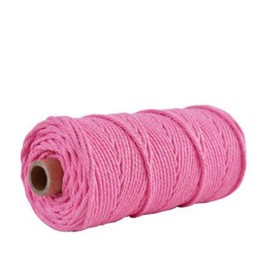 2MM 100m Hand Craft Colorful Cotton Macrame Cord Rope Twisted String Rustic DIY (Pink)