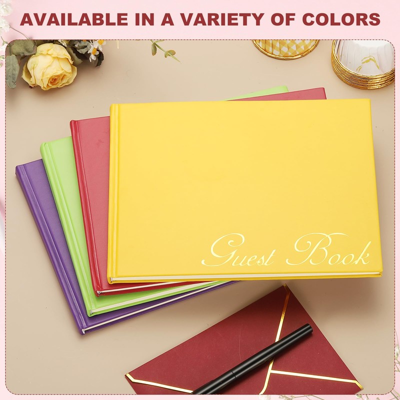 PATIKIL Elegant Guest Book 9"x7" PU Leather Wedding Guest Book