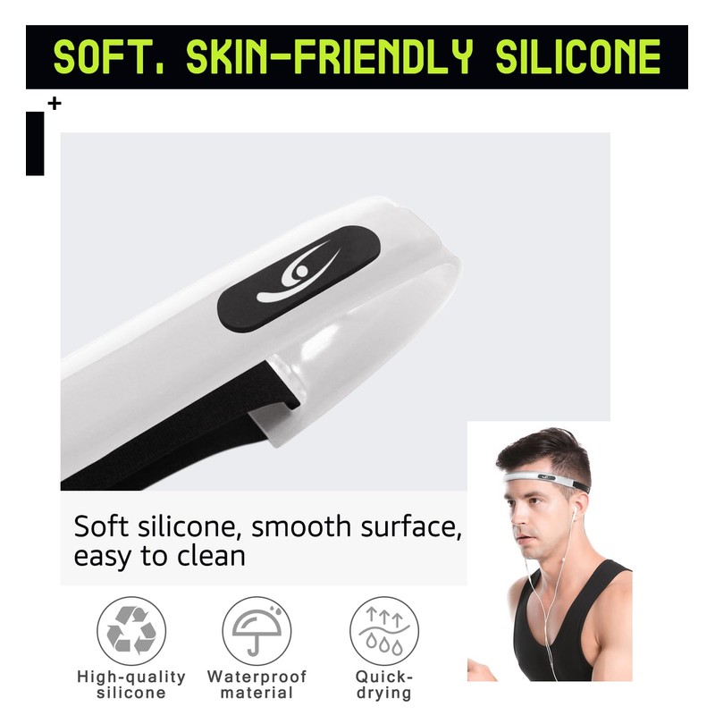 HiRui Sports Silicone Sweatband, Headband with Sweat-Guiding Channels Away from