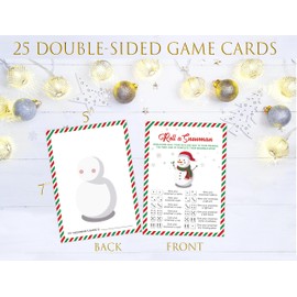 QKX Roll A Snowman Game, Roll for It Dice Game, Christmas Party Games, Christmas Party Decorations, Build a Snowman Kit, Xmas Holiday Preschool Activities, Winter Activities for 25 Players, 02