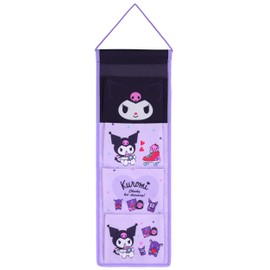 Roffatide Kuromi Wall Door Closet Hanging Storage Bag Room Decor Room Storage Gift for Women Cute Wall Mount Bag with 4 Pockets Purple