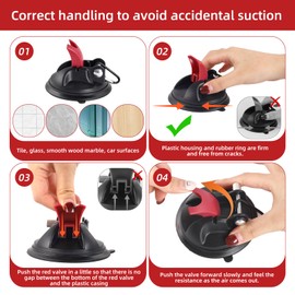 Trukafie Suction Cup Hooks, Pack of 4 Suction Cups with Hooks Strong Hold Max Load Capacity 30 kg for Camping Motorhome Luggage Tarpaulin Car Tensioner Household Motorhome Equipment Camper Accessories