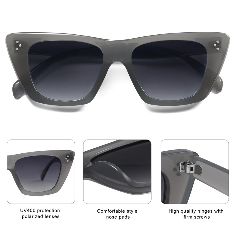 SOJOS Mujeres Gafas De Sol Grande Gris Lechoso/Gris