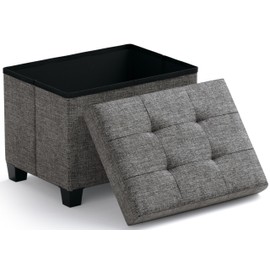 Ornavo Home Storage Ottoman Small Rectangle Ottoman with Legs, Foot Rest Stool Seat, Load up to 600 LB, for Living Room, Bedroom, Home Office, Dorm - 12 x 16 x 12, Dark Gray
