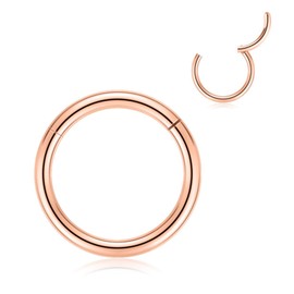 AROWRO 22g Nose Rings Cartilage Earring Small Hoop Earring Tiny Thin Piercing Hoop Ring for Helix Tragus Conch Rook Lobe 6mm Rose Gold