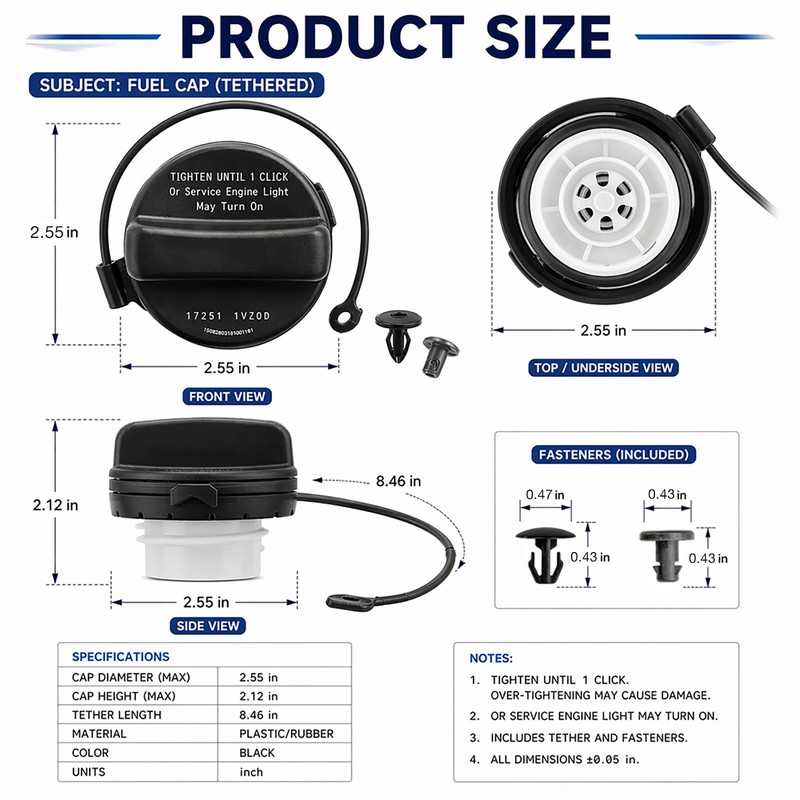 Gas Cap Replacement for Nissan Altima Frontier Murano Pathfinder Versa