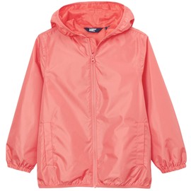 Lands' End Kids Waterproof Hooded Packable Rain Jacket Coral Peach Kids Medium
