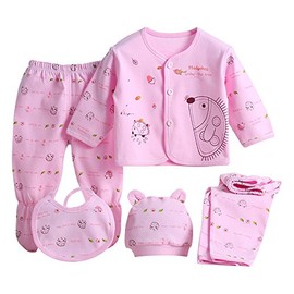 wocharm Newborn Baby Girls Boy Grow Clothes Unisex Infant Playsuits 5PCS(Pink 3#)