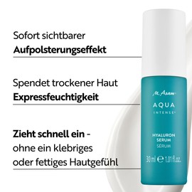M. Asam AQUA INTENSE Hyaluron Serum (30 ml) – Hochdosiertes Feuchtigkeitsserum mit patentiertem Hyaluronsäurekomplex, Aufpolsternd und reduziert Falten, Parfümfrei, Ideal für sensible Haut