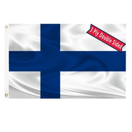 Finland Flag 3x5 Finnish Finn Flags Double Sided Three Layer 240D Polyester Fiber Bright Color with Durable Canvas Header and 2 Non Fading Brass Grommets