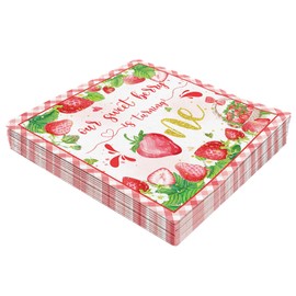 20Pcs One Sweet Berry Napkins, 13 * 13 In Strawberry Paper Napkins, Disposable Strawberry Party Napkins for First Birthday Party Supplies,Berry Sweet Baby Shower Decorations