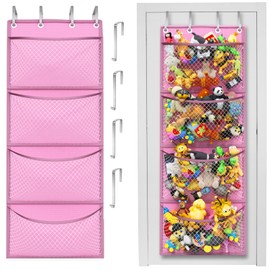 Storage for Stuffed Animal - Over Door Organizer for Stuffies, Baby Accessories, and Toy Plush Storage / Easy Installation with Breathable Hanging Storage Pockets Big Girls Chair Toddler Large Bag