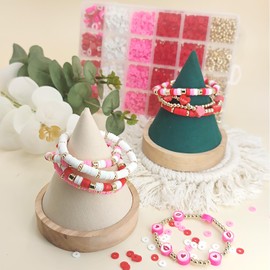 MIIIM MIIIM Red Clay Bead Bracelet Kit, Heishi Beads, Clay Charms and Gold Spacer Beads for Jewelry Making, Friendship Bracelet Beads Kit for Valentine's Day, Crafts, Raves, Gifts