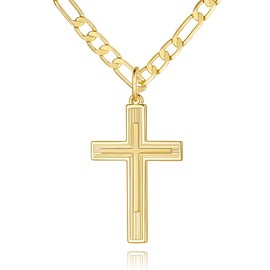 KFERAXSZ Cross Necklace for Men 14K Gold Cross Necklace for Men Gold Chain Necklaces for Mens Robust and Stylish Masculine Touch Mens Necklaces Pendant 20in
