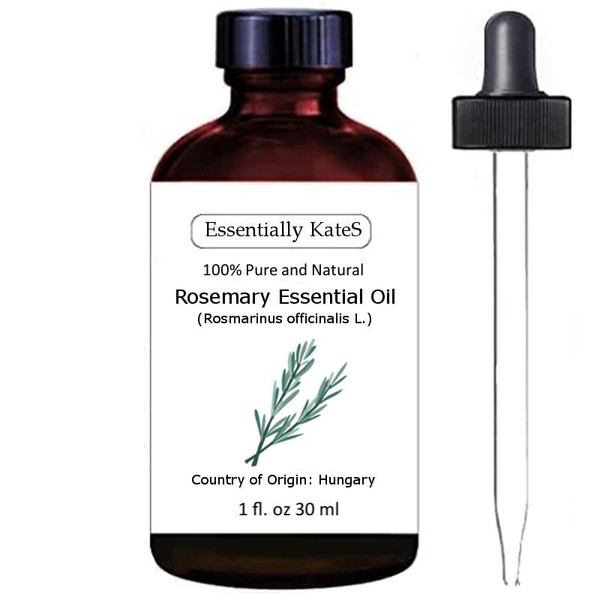Essentially KateS Rosemary Oil - 100% Pure and Natural, Therapeutic Grade with a Glass Dropper
