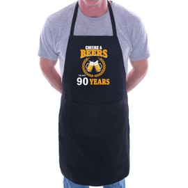 Prnt4U Cheers & Beers 90th Birthday Apron 90 Year Old Gift Birthday Present Black