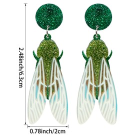 CWVHQ Cicada Earrings Lovely Acrylic Big Insect Bug Cicada Drop Earrings Unique Beetle Bug Scarab Weird Earrings for Women (cicada)