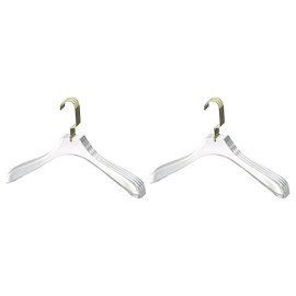 YBM Home Quality Acrylic Clear Coat Hangers Made of Clear Acrylic for a Luxurious Look and Feel for Wardrobe Closet, Clothes Hangers Organizes Closet, Without Bar, Gold w/Flat Hook, 4117-6