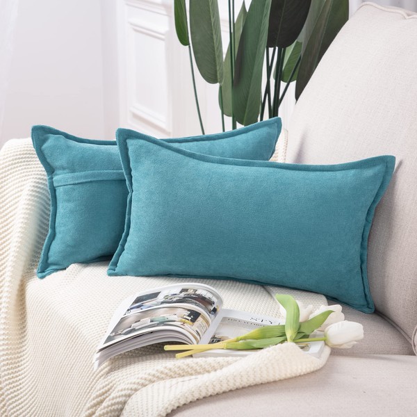 Madizz Set of 2 Short Chenille Throw Pillow Covers 12x20