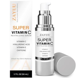 Suero Facial Súper Vitamina C para Piel Madura: Fórmula Hidratante Antienvejecimiento Todo en Uno - Vitamina C, Ácido Hialurónico, Vitamina E, Cafeína