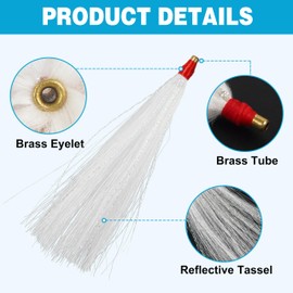 Fishing Bucktail Teasers Saltwater,12pcs Copper Tube Bucktail Flash Skirts Kit for Flounder Rig Fishing Teasers Plugs