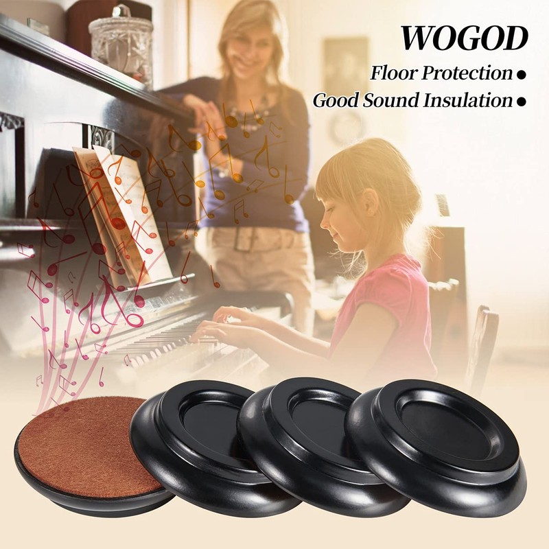 Piano Caster Cups Leg Floor Protectors WOGOD Upright Piano Caster