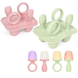KOSMOX Molde para Paletas de Hielo Bebé con 4 Moldes de Silicona para Leche Materna o Frutas BPA Free Antiderrame Apto para Lavavajillas y Congelador