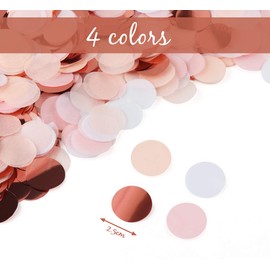 ABSOFINE 100 g Confetti Rose Gold Multicoloured Confetti Decoration 2.5 cm Round 8000 Pieces Tissue Paper Confetti Paper Confetti Wedding for Wedding, Birthday, Christening, Valentine's Day