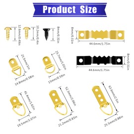 maierke 353PCS Golden Picture Hanging Kit,Picture Hangers Heavy Duty Picture Hanging Hooks with Screws,Picture Frame Hooks Heavy Duty Picture Framing Supplies Kit for Picture Hanging(7 Types)
