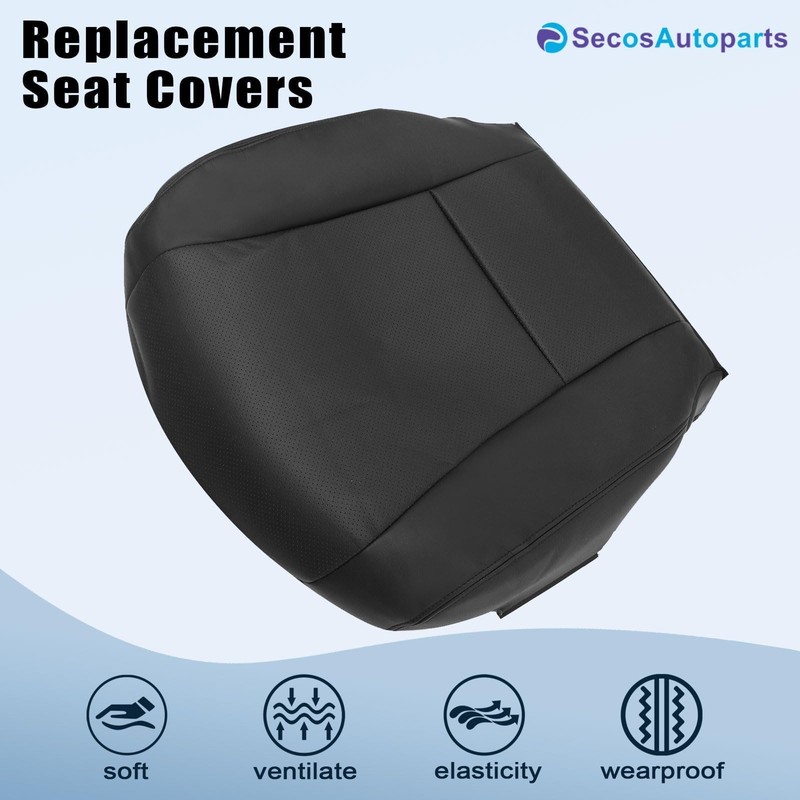 SecosAutoparts Front Driver Side Replacement Bottom Perforated Leather Seat Cover