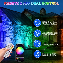 TSUNESLUX RGB Color Changing Spotlights Outdoor, LED Landscape Lighting with Remote/APP Control, Music Sync & Timing Mode, IP65 Waterproof Outdoor for Yard Garden Pathway Christmas Halloween, 4 Pack