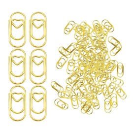 Pack of 150 Small Paper Clips, Bookmark Heart Paper Clip, Mini Cute Paper Binder Clips, Metal Bookmark Attachment Clip, Documents Paper Clips, Tools for School, Home, Office (Golden)