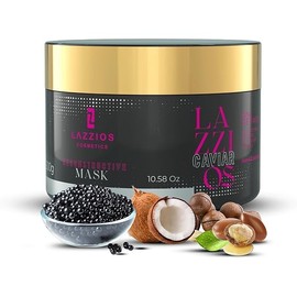 Lazzios Reconstructive Mask with Caviar, Hydrolyzed Keratin, and Murumuru | Deep repair, intense hydration, and strengthening for damaged, dry,or chemically treated hair. Anti-frizz, 300 grams