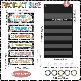 Voice Level Pocket Chart for Classroom with 5 School Push LED Tap Lights 11 Voice Level Posters Noise Monitor Rules Sign for Classroom Management Tools Teacher Preschool(Composition Notebook)