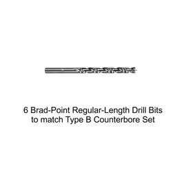 Set Of 6 High Speed Steel Brad Point Drill Regular Length