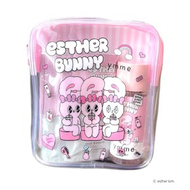 ymme x Esther Bunny Travel Set | 3 Piece Set | Designed by a Female Hairdresser | Salon Hair Care | Color Care & Moisturizing Care | 11 Types of Amino Acids | Salon Born | Pouch for 5 Days | Hair Oil