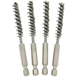 FMHXG 4PCS Steel Wire Brush 304 Stainless Steel Wire Hex Shank 6.35mm 1/4 inch Golf Club Head Hosel Brush Electric Drill Cleaning Brush Deburring Pipe Brush Set Silver