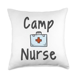 Camp Nurse First Aid Kit Illustration Throw Pillow