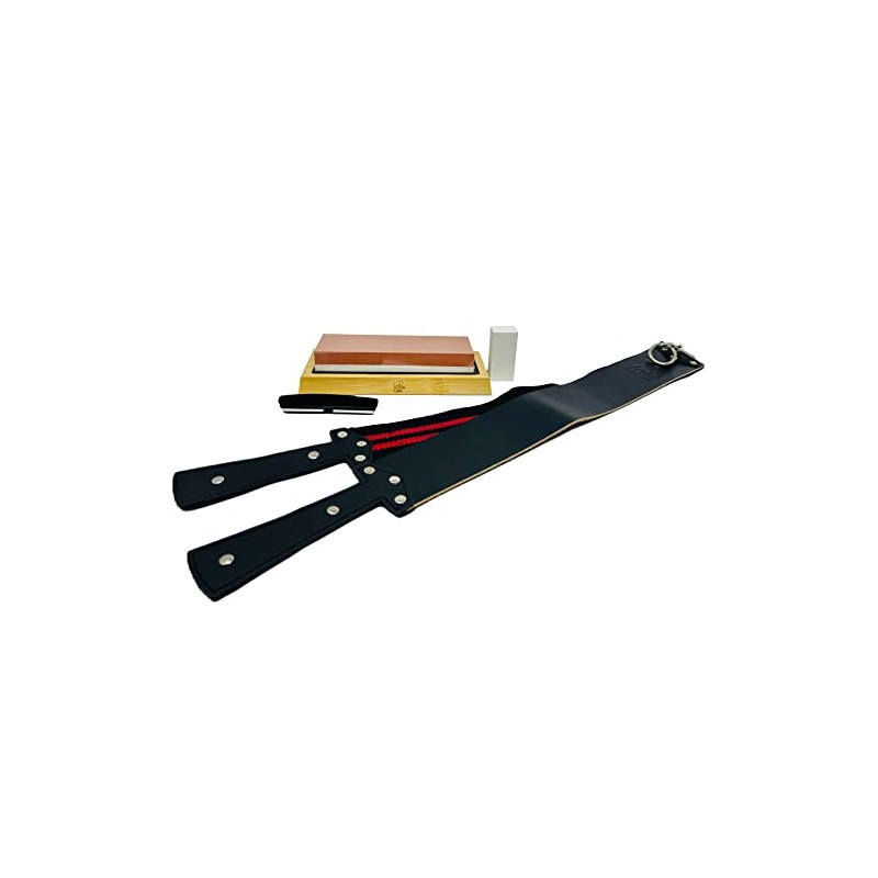 G.B.S Premium Whetstone Blade Sharpening Stone and G.B.S Leather Strop,