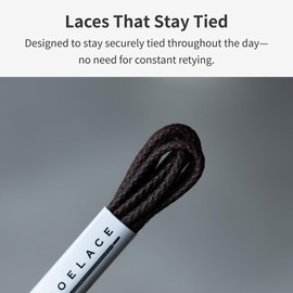 MONDSHOELACE Thin Stay-Tied Waxed Cotton Round Shoelaces 2/25"(2.2mm) with Metal Tips – Dress Shoe Laces for Oxfords & Derbys (30"(76cm), Dark Brown)