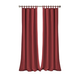 Elrene Home Fashions Indoor/Outdoor Solid UV Protectant Tab Top Single Window Curtain Panel Drape for Patio, Pergola, Porch, Deck, Lanai, and Cabana Matine Red 52"x84" (1 Panel)