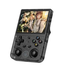 RG353VS Handheld Game Console 3.5 Inch IPS Screen 640*480 High Resolution CPU RK3566 Quad-Core System Linux 1G/64G+16G 3200mAh Battery(Black Transparent)
