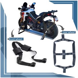 Motorcycle Rear Wheel Tie Down Strap and Bar Harness Handlebar, Universal Soft Loop Strap Wheel Transport Balance Tire Straps for Trailer Scotter and Motorcycle (Handlebar and Real Straps)