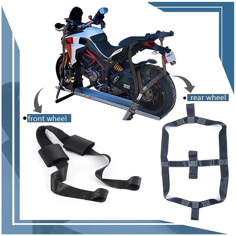 Motorcycle Rear Wheel Tie Down Strap and Bar Harness Handlebar,