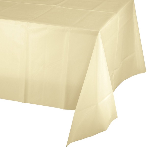 Creative Converting Ivory Plain Plastic Tablecloth