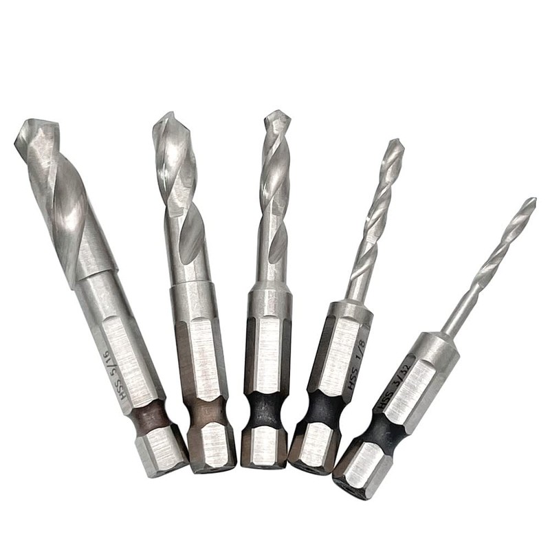 Saipor 5pcs 1/4" Quick Change Hex Shank Metal Stubby Drill