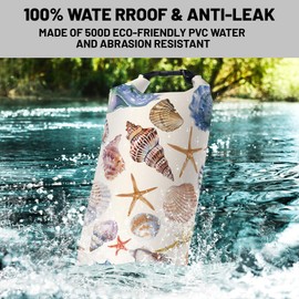 Cliduli Waterproof Dry Bag,Roll Top Beach Starfish Seashell Waterproof Backpack 5L/10L/20L Floating and Lightweight Bags for Kayaking, Boating, Fishing, Swimming and Camping