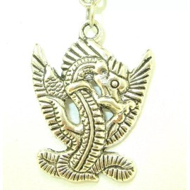 New  Winged  DRAGON  Silver-tone Pendant  Adjustable 18" -  20" Black Necklace
