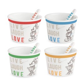 Egan Set of 4 Ice Cream Cups with Live Laugh Love Spoon