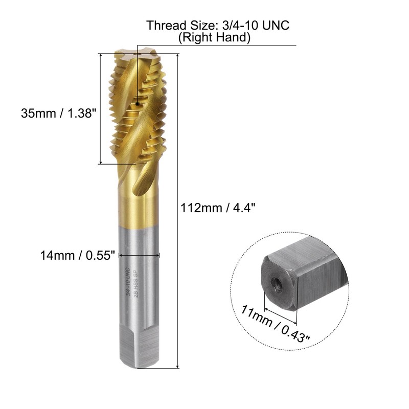 sourcing map Spiral Flute Thread Taps, 3/4-10 UNC 2B Screw